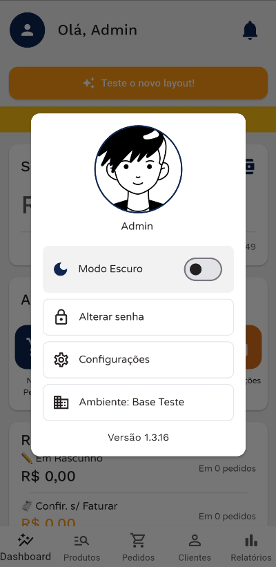Avatar do usuário no topo da tela do aplicativo