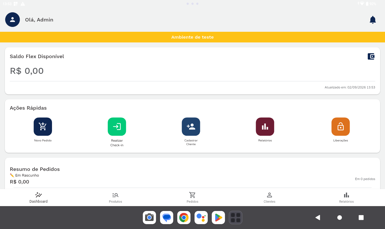 Cabeçalho do dashboard