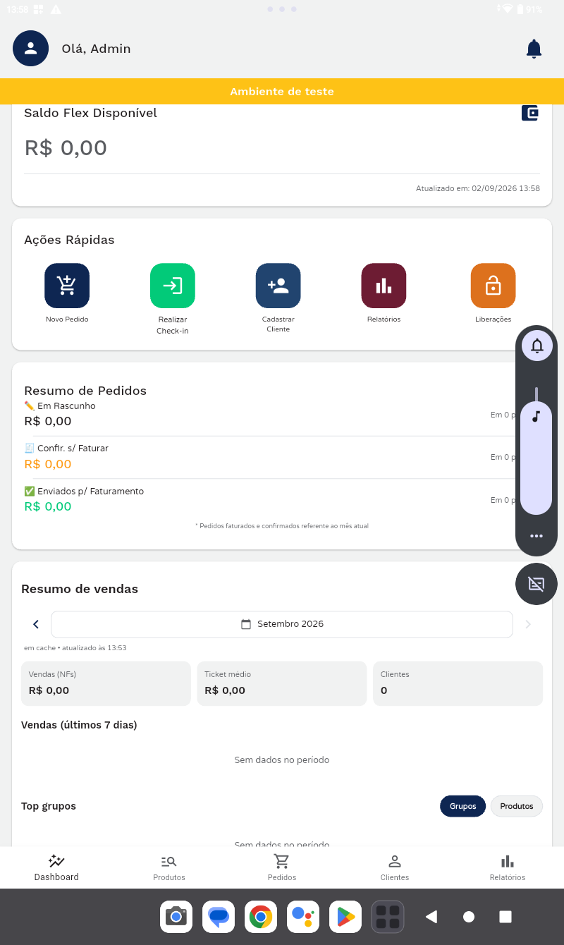 Cabeçalho do dashboard